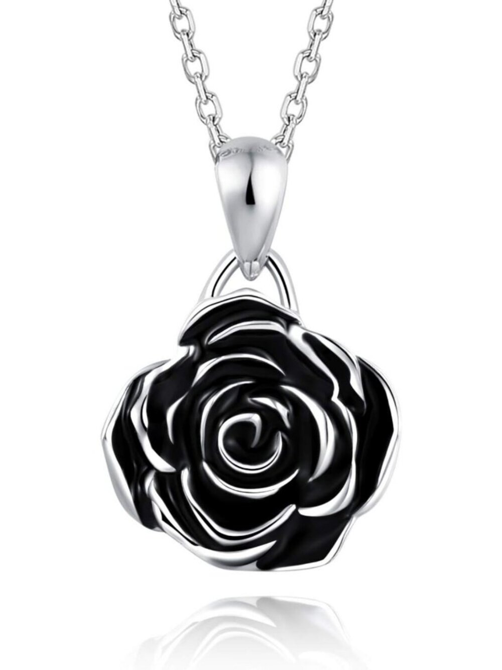 925 Sterling Silver Rose Flower Pendant Necklace - Elegant Jewelry for Women